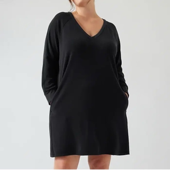 Athleta Seasoft Black Long Sleeve Dress - Picture 3 of 10